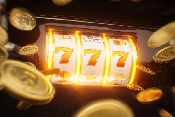 OMGBT Jackpot Slots — Spin for massive rewards A dramatic shot of winning sevens landing on a slot reel surrounded by shining gold coins, symbolizing big wins.